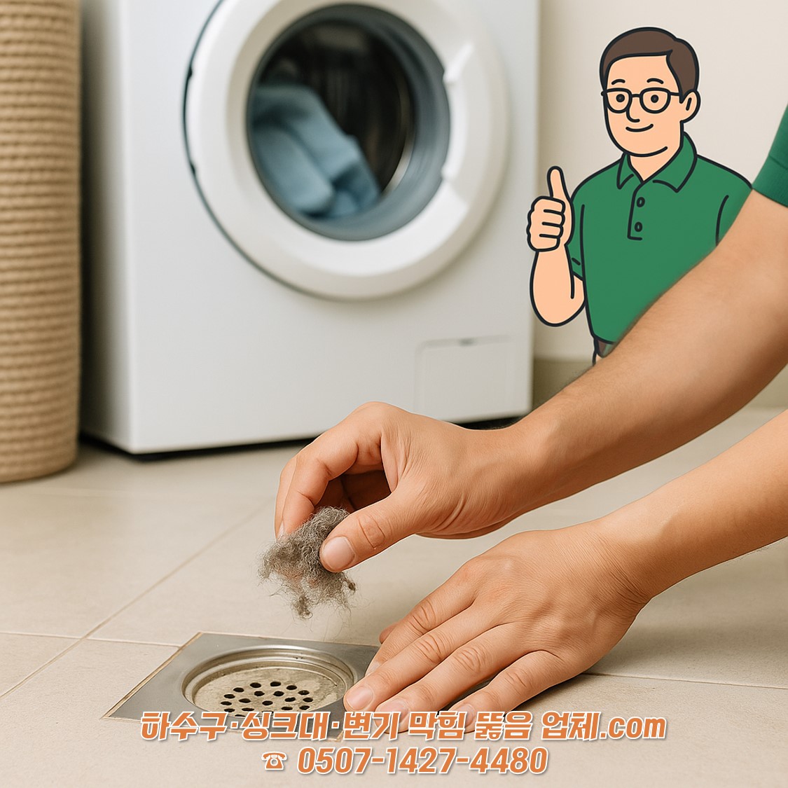 세탁실 하수구 주변 청소