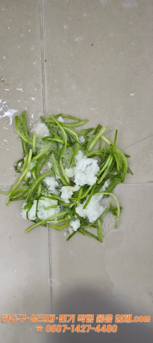 회수된 미나리와 휴지 뭉치